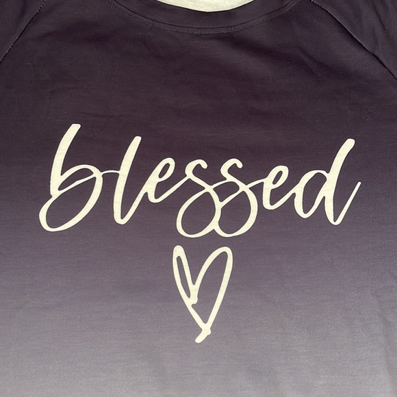 Ombré Blessed Blue long sleeve light sweatshirt - Large - Picture 2 of 4